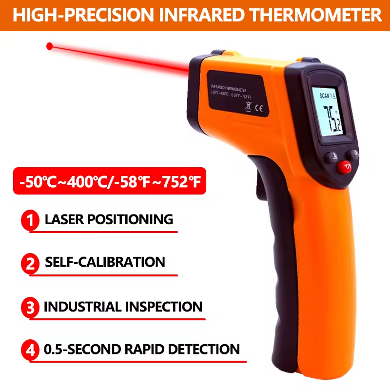 Industrial Laser Thermometer Gun - Termometer Inframerah Genggam Tanpa Kontak, Alat
