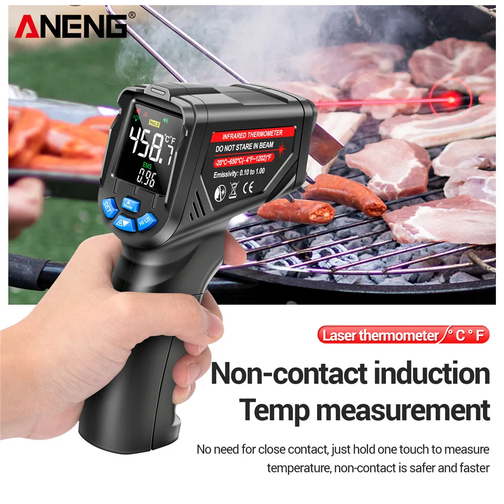 Industrial Laser Thermometer Gun - Termometer Inframerah Digital Tanpa Kontak -20~650