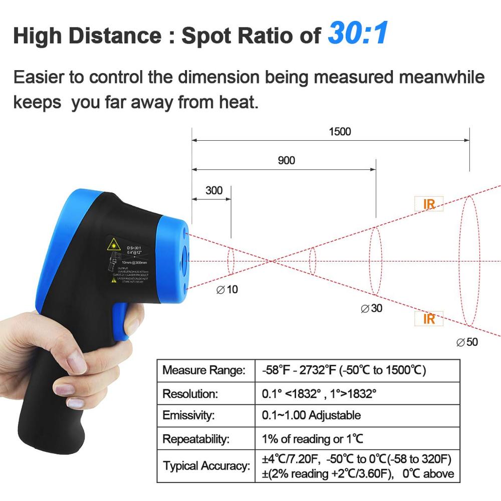 Termometer Laser suhu inframer - Industrial Laser Thermometer Gun ulasan dan harga