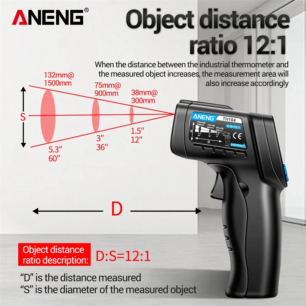ANENG TH104 Termometer Inframe - Industrial Laser Thermometer Gun ulasan dan harga