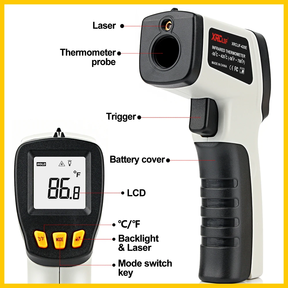XRCLIF termometer inframerah,  - Industrial Laser Thermometer ulasan dan harga