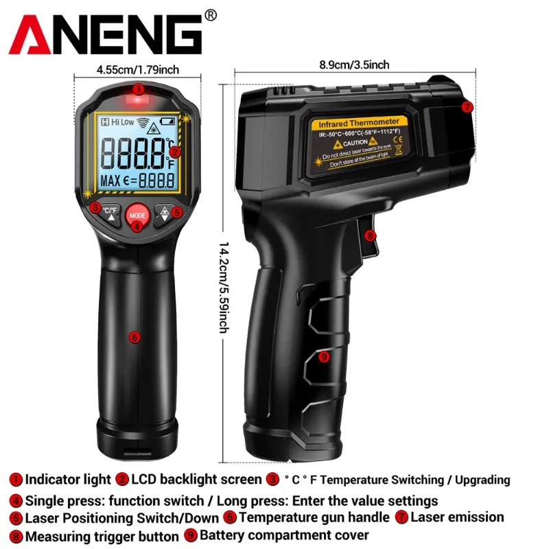 Termometer Inframerah Tanpa Se - Industrial Laser Thermometer Gun ulasan dan harga